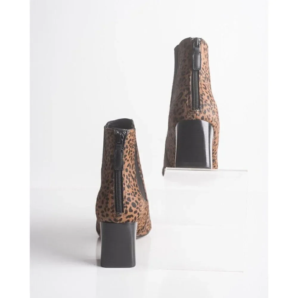 Cole Haan Womens Etta Leopard-Print Calf Hair Booties Ankle Boots US 7.5 Brown